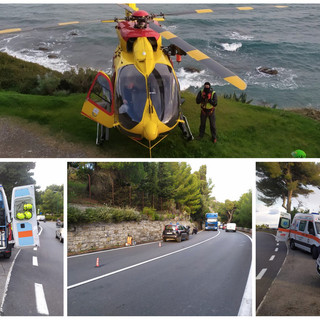 Costarainera: con la moto finisce fuori strada, mobilitazione di soccorsi per una 60enne (foto e video)