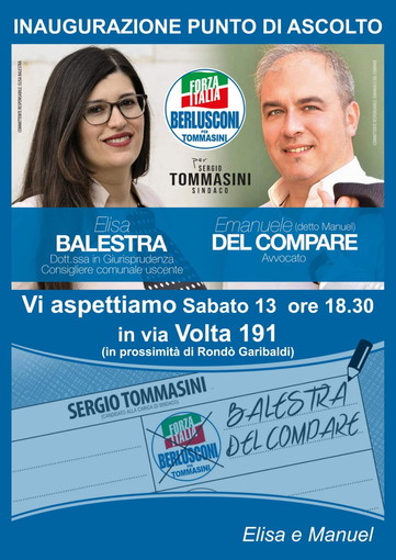 Elezioni Amministrative Sanremo: sabato prossimo l'inaugurazione del punto di ascolto di Forza Italia