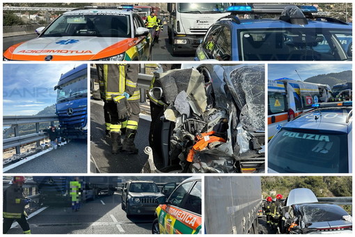 Ventimiglia: incidente stradale tra il confine e la barriera, tre auto distrutte e sei feriti (Foto)