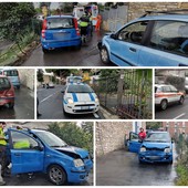 Sanremo: scontro tra tre auto in una traversa di via Padre Semeria, mezzi distrutti ma tre feriti lievi (Foto)