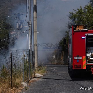 Imperia: incendio in una campagna di strada Pinea, distrutto capanno per gli attrezzi