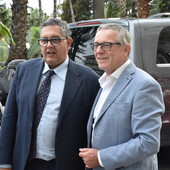 Gianni Rolando, candidato sindaco del centrodestra, con il presidente di Regione Liguria, Giovanni Toti