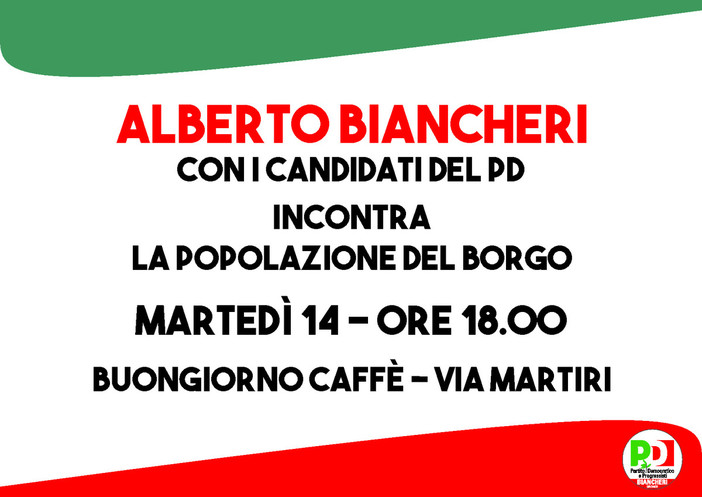 Elezioni a Sanremo: alle 18 incontro del Partito Democratico al Borgo con Alberto Biancheri