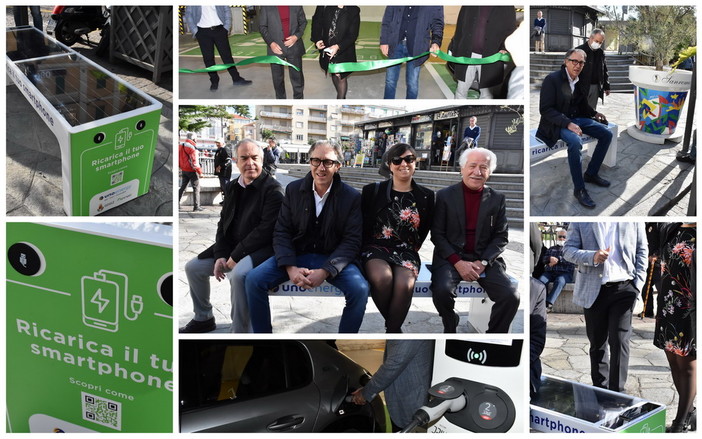 Sanremo: ricarica 'green', oggi inaugurate le panchine fotovoltaiche e le colonnine al Palafiori (Foto e Video)