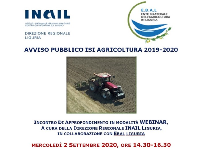 Incontro in modalità webinar dell’Inail sul Bando Isi Agricoltura 2019-2020