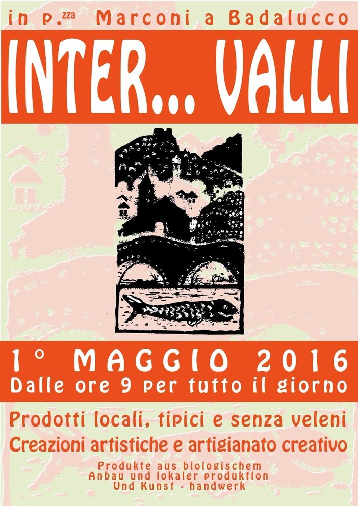 Il Comune di Badalucco aderisce all'iniziativa 'Inter...Valli', mercatino di prodotti agricoli biologici e artigianato artistico