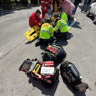 Camporosso: incidente in corso Repubblica, 15enne cade e viene portata in elicottero al Santa Corona (Foto)