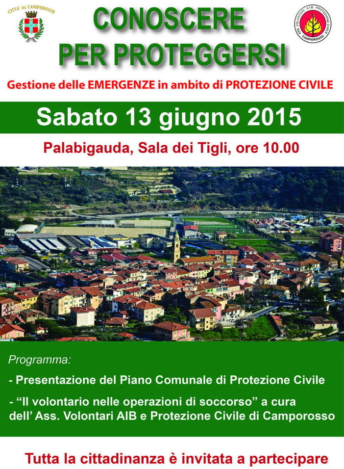 Camporosso: sabato mattina la presentazione alla cittadinanza del piano di protezione civile