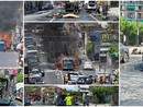 Camporosso: incendio sull'Aurelia, in fiamme un furgoncino spagnolo e due auto, traffico bloccato (Foto e Video)