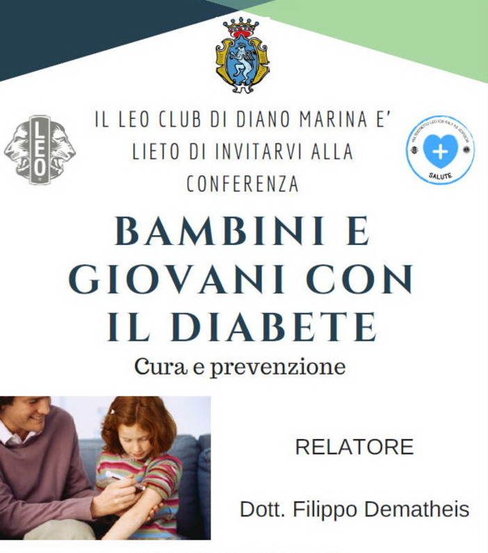 Diano Marina: Leo Club Diano Marina organizzano la conferenza ”bambini e giovani con il diabete”