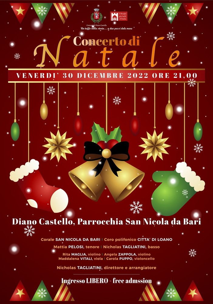 Diano Castello: venerdì prossimo, Concerto di Natale nella Chiesa parrocchiale