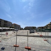 Il cantiere sul solettone di piazza Colombo