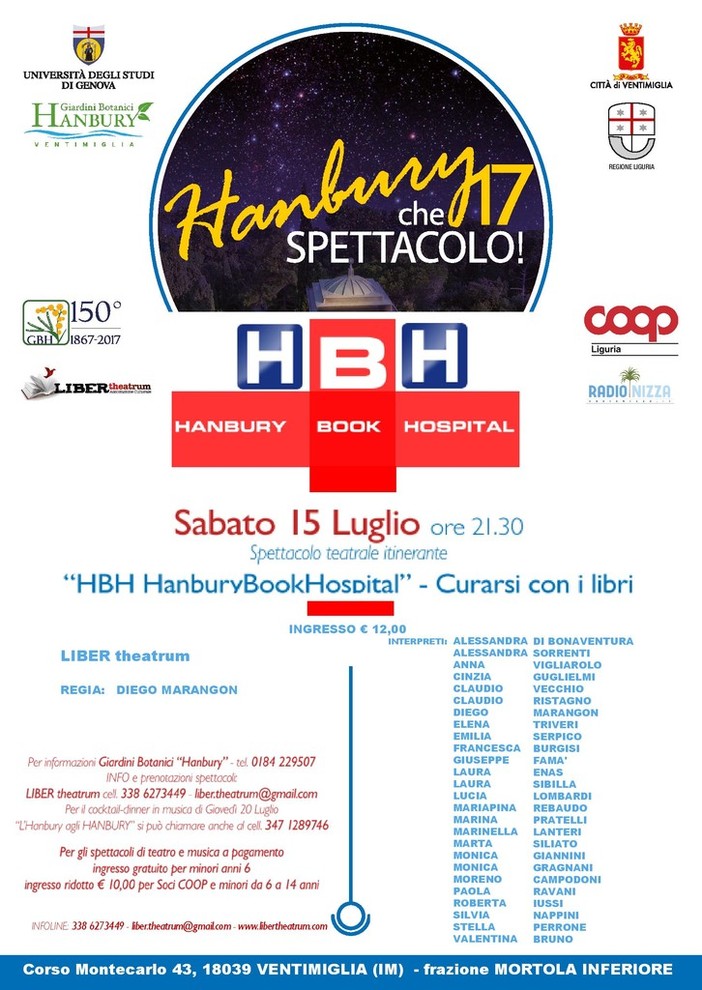 Ventimiglia: sabato sera si apre la quarta edizione di “Hanburychespettacolo” 17