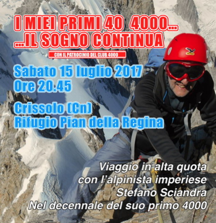 Tutto pronto il maxi evento proposto dall’alpinista imperiese/crissolese Stefano Sciandra