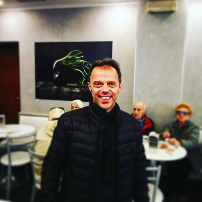 Sanremo: colazione al 'Festival Cafè' di via Matteotti stamattina per Loris Capirossi (Foto)