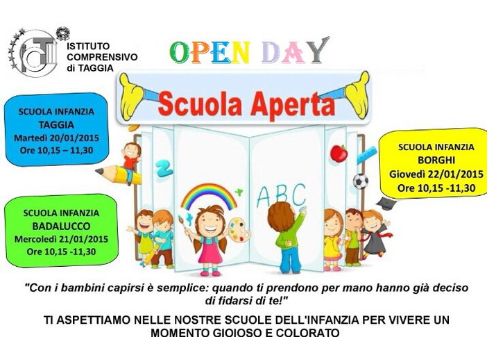 Da oggi a mercoledì triplo appuntamento con l'Open Day all'Istituto Comprensivo