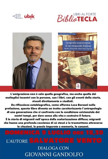 &quot;Geografia sentimentale di un emigrante italiano&quot;, a Sanremo la presentazione del libro di Salvatore Vento