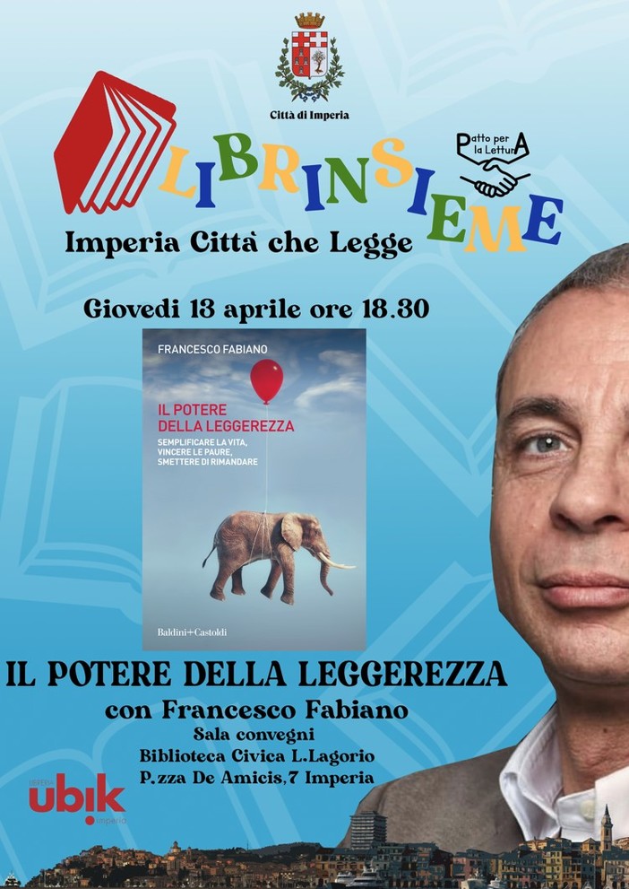 Imperia: Librinsieme, giovedì la Ubik porta alla Lagorio il mental coach Francesco Fabiano