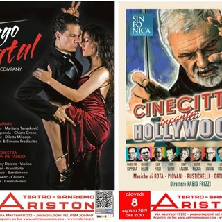 Sanremo: il 6 e l'8 agosto serate dedicate al tango ed alla musica al Teatro Ariston