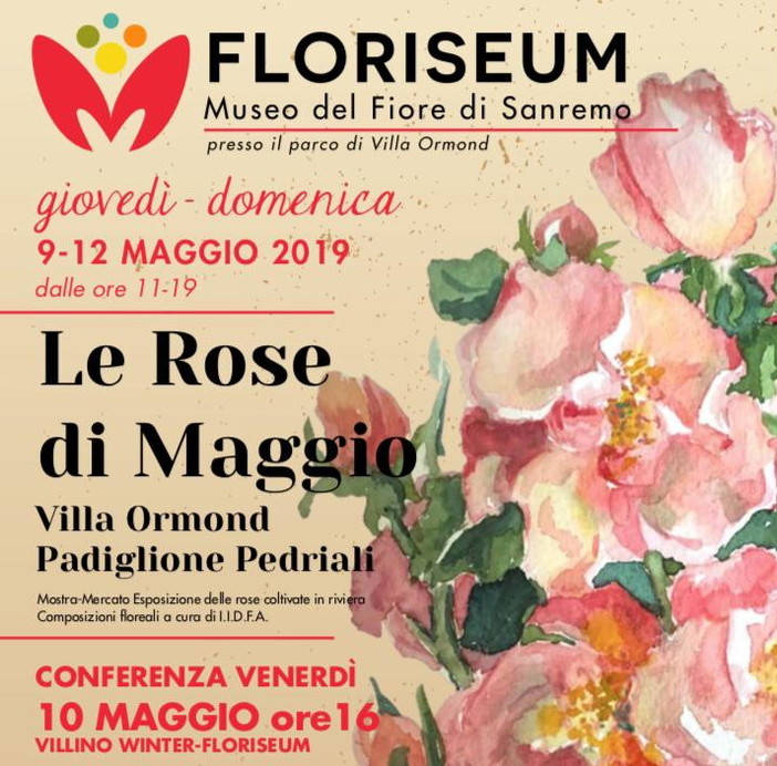 Sanremo: domenica prossima a Villa Ormond appuntamento al Floriseum con 'Le rose di Maggio'