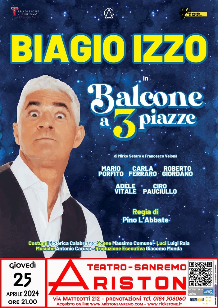 Biagio Izzo porta al Teatro Ariston di Sanremo il suo “Balcone a tre piazze”