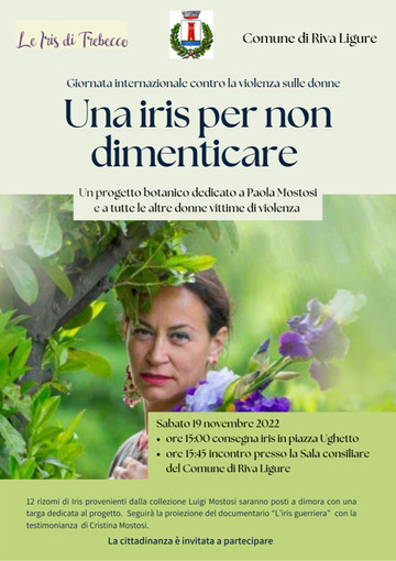 Riva Ligure, una Iris per non dimenticare: sabato prossimo un evento dedicato alle donne vittime di violenza