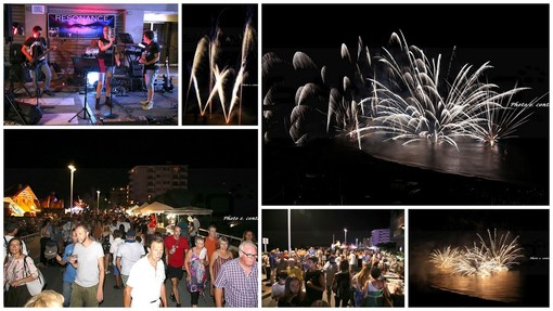 Vallecrosia: tanta gente ieri sera sul lungomare per 'Luppolo di Mare' e per i fuochi artificiali (Foto)