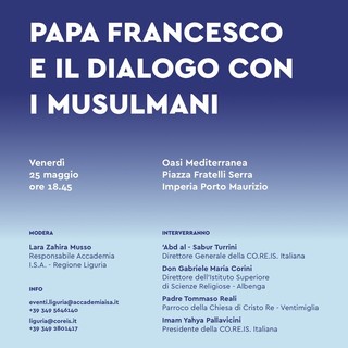 Imperia: “Papa Francesco e il dialogo con i musulmani”, anche quest'anno la Co.Re.Is parteciperà alla Fiera del Libro