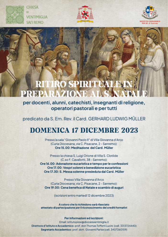 Sanremo: ritiro e cena di Natale con l’Istituto Teologico Pio XI