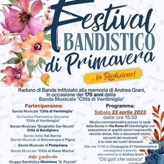 Ventimiglia: inizia domani il Festival Bandistico di Primavera - 1° Memorial Andrea Grani