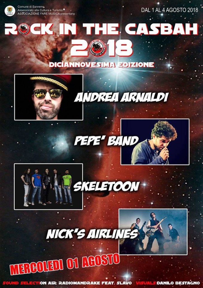 Si alza il sipario su Rock in the Casbah 2018: questa sera la &quot;prima&quot; con Andy Arnaldi, Pepè, Skeletoon e Nick’s Airlines