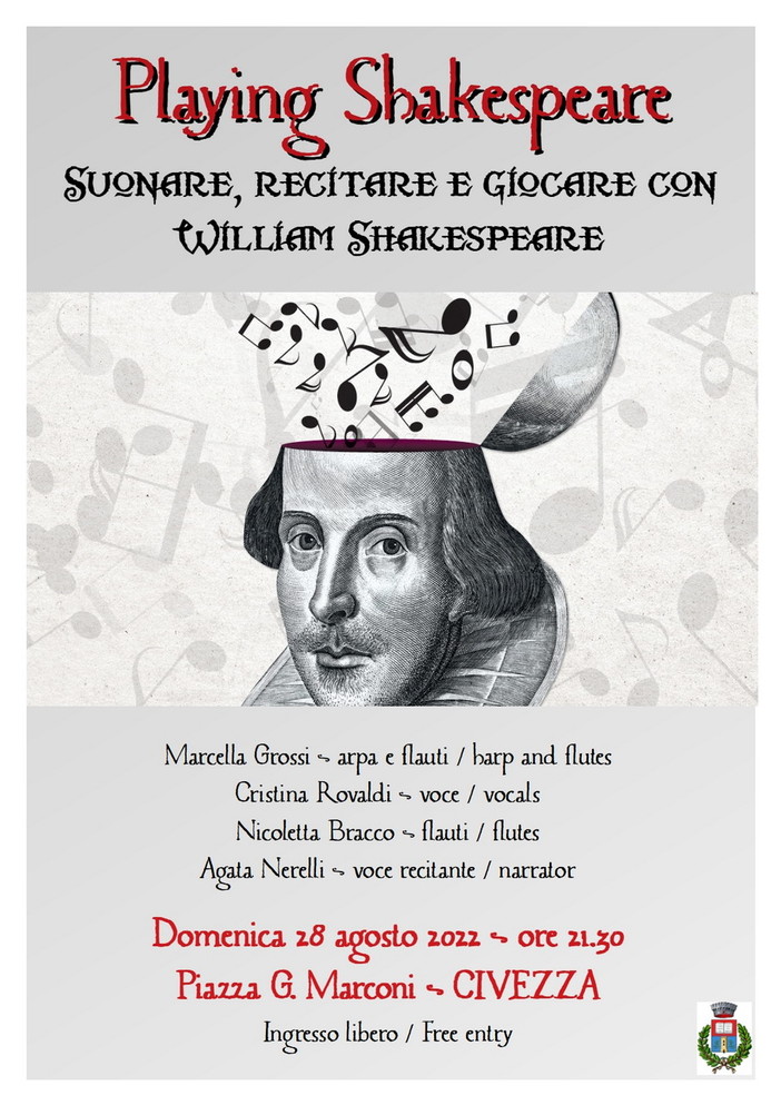 Civezza: domenica prossima, concerto dal titolo ‘Playing Shakespeare’ in piazza Marconi