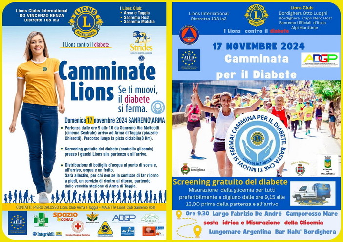 Domenica 17 novembre 'Camminata per il Diabete dei Lions': promuovere la Salute e la Consapevolezza