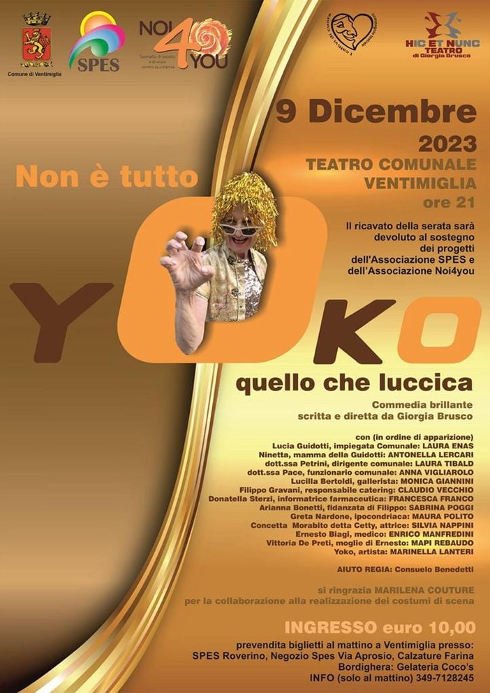 Ventimiglia: spettacolo teatrale di beneficenza a favore della Spes e Associazione Noi4You