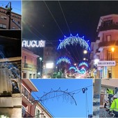 Vallecrosia, luminarie di Natale pronte per l’accensione: conclusa l’installazione lungo le vie della città (Foto)