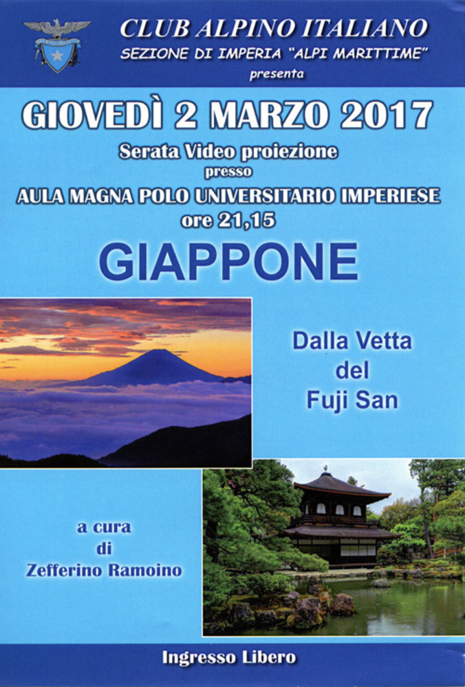 Imperia: giovedì sera nell’Aula Magna del Polo Universitario la proiezione del viaggio-spedizione sul Fuji San