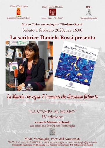 Ventimiglia: al Museo Civico “Girolamo Rossi” il quarto incontro “La Stampa al Museo” con Daniela Rossi