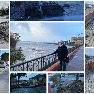 Nelle foto il Sindaco Scullino sulla passerella il 2 ottobre e il 'prima' e dopo sul lungomare