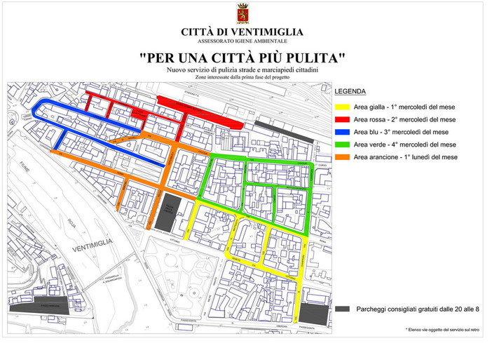 Ventimiglia: lavaggio strade, lunedì 3 settembre ricomincia lo spazzamento meccanizzato