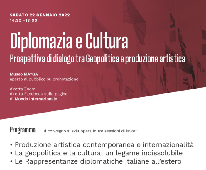 Mondo Internazionale propone il convegno di 'Diplomazia e Cultura. Prospettiva di dialogo tra Geopolitica e produzione artistica'