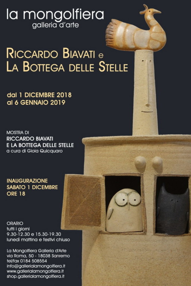 “Riccardo Biavati e la Bottega delle Stelle” in mostra a Sanremo presso la Galleria d’Arte La Mongolfiera dal 1dicembre al 6 gennaio