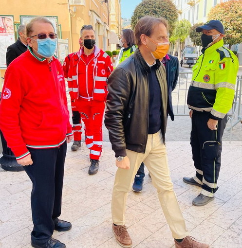 Diano Marina: l’Assessore Regionale Marco Scajola ieri mattina in visita centro vaccinale contro il Covid-19