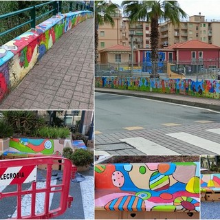 Murales a Vallecrosia, gli alunni dell'Andrea Doria abbelliscono la città (Foto e video)