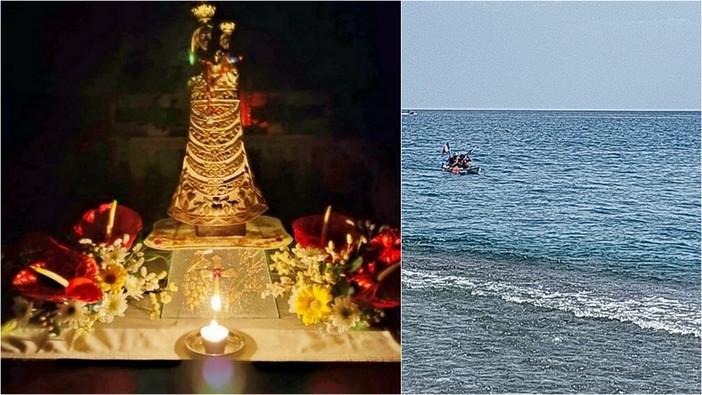 La statua della Madonna di Loreto arriva in kayak a Ventimiglia (Foto e video)