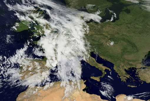 L'immagine del Meteosat di oggi pomeriggio alle 16