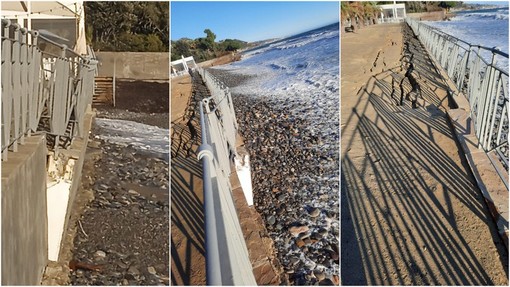 Ventimiglia, vento forte e mareggiata: danni a villa Eva (Foto e video)