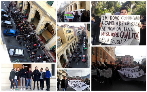 Imperia invasa per lo sciopero degli studenti che urlano a tutti 'Le scuole sono in pericolo' (Foto e Video)