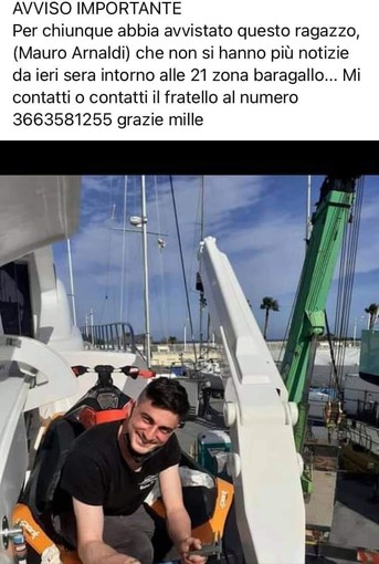 Sanremo: non si hanno più notizie di Mauro Arnaldi, l'ultima volta è stato visto al Baragallo