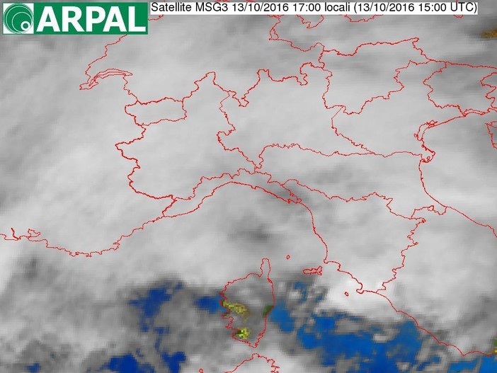 La situazione dal satellite alle 17