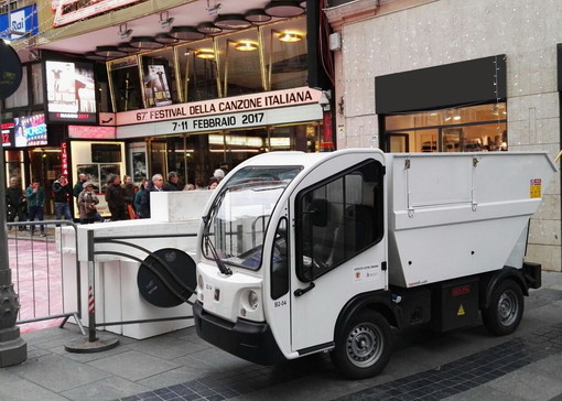 Al Festival di Sanremo 7 mezzi elettrici per i servizi di igiene urbana: un modo 'green' per la raccolta dei rifiuti